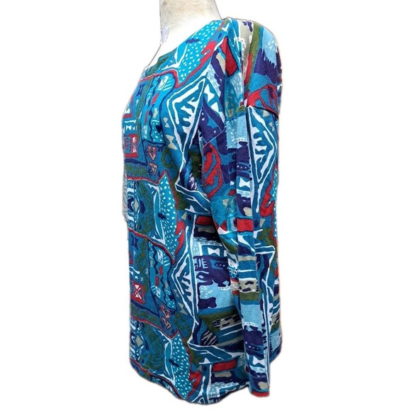 Vintage Forenza Teeshirt Top Womens Size M Artsy Abstract Geo Print Retro Tunic - Picture 3 of 8